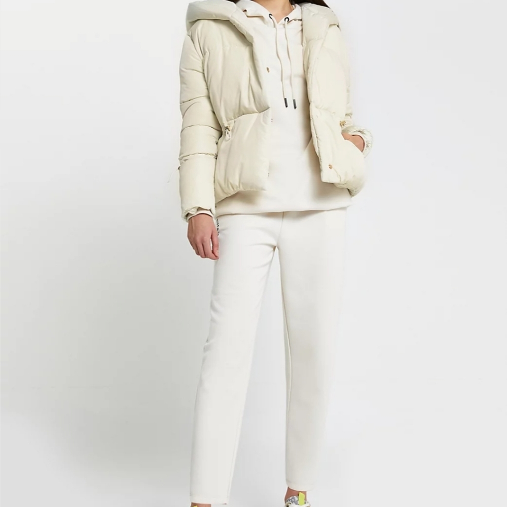 Brand new river island cream drawcord shawl puffer coat